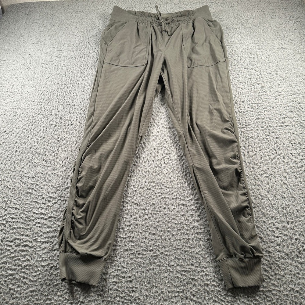 Lululemon Beyond The Studio Jogger Pants Womens 10‎ Olive Ruched Side Drawstring